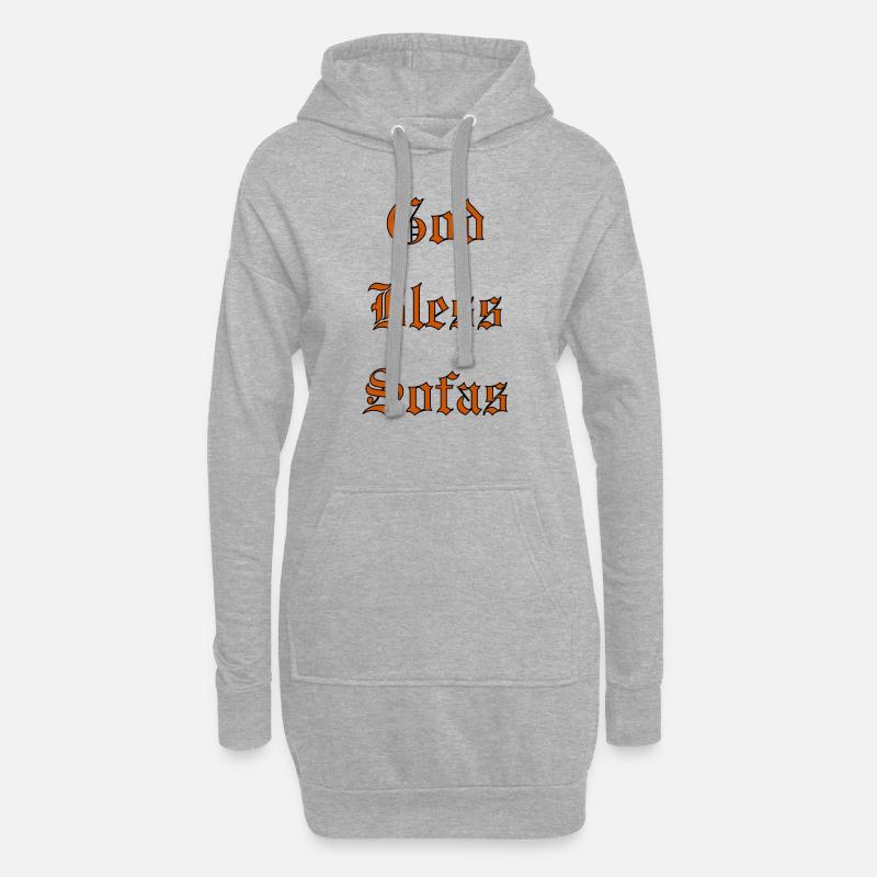 GodBlessSofas - Sweat-shirt à capuche long Femme - gris chiné