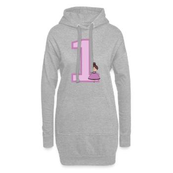 Zahl 1 - Hoodie-Kleid - Grau meliert - Vorne