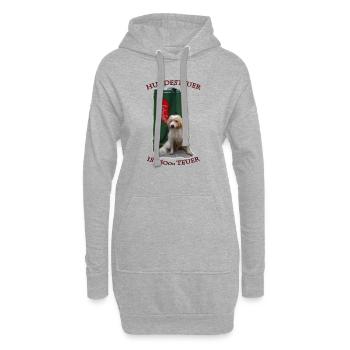 Hund ausgesetzt vor Mülltonne Hundesteuer - Hoodie-Kleid - Grau meliert - Vorne