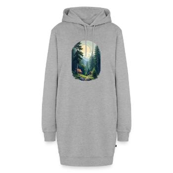 Cabane pixélisée dans les bois - Sweat-shirt à capuche long Femme - gris chiné - Devant