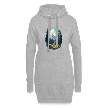 Cabane pixélisée dans les bois - Sweat-shirt à capuche long Femme - gris chiné - Devant