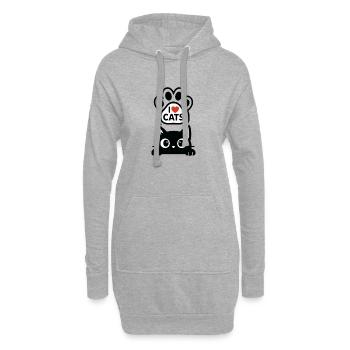 J’adore les chats - Sweat-shirt à capuche long Femme - gris chiné - Devant
