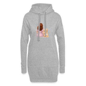 Kleines Mädchen mit Hund - Hoodie-Kleid - Grau meliert - Vorne