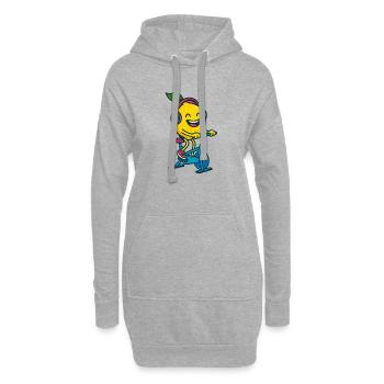 Citron heureux - Sweat-shirt à capuche long Femme - gris chiné - Devant