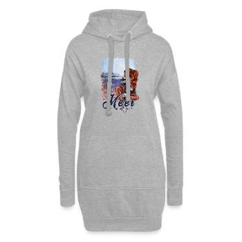 Ich will Meer – maritimes Mädchen Design - Hoodie-Kleid - Grau meliert - Vorne