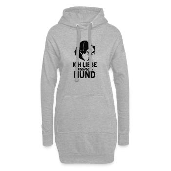 Ich liebe meinen Hund Bernhardiner - Hoodie-Kleid - Grau meliert - Vorne