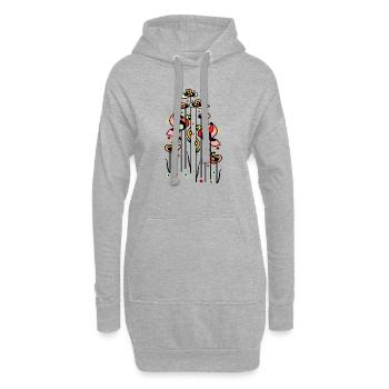 Blumen - Hoodie-Kleid - Grau meliert - Vorne