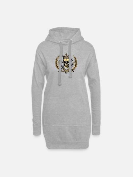 Skull - Hoodie-Kleid - Grau meliert