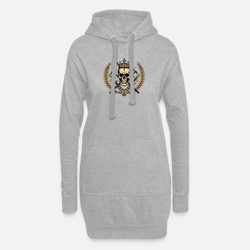 Skull - Hoodie-Kleid - Grau meliert