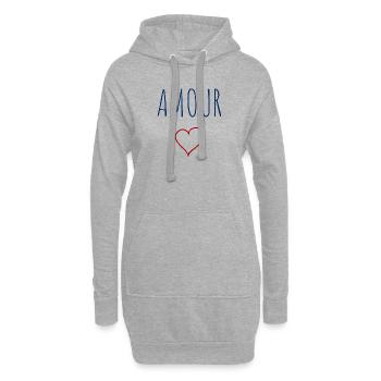AMOUR COEUR - Sweat-shirt à capuche long Femme - gris chiné - Devant