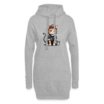 Chat Pompiers Chat Amour Chat Amoureux des Chats - Sweat-shirt à capuche long Femme - gris chiné - Devant