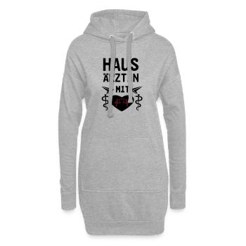 Hausärztin mit Herz Geschenk - Hoodie-Kleid - Grau meliert - Vorne