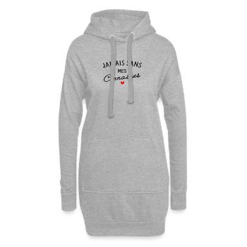 Jamais sans mes connasses - Sweat-shirt à capuche long Femme - gris chiné - Devant