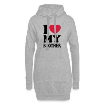 I love my brother - J'aime mon frère - Sweat-shirt à capuche long Femme - gris chiné - Devant