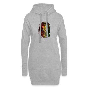 Lion Rastafari en couleurs néon - Sweat-shirt à capuche long Femme - gris chiné - Devant