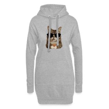 Chat à biscuits lunettes de soleil - se détendre - Sweat-shirt à capuche long Femme - gris chiné - Devant
