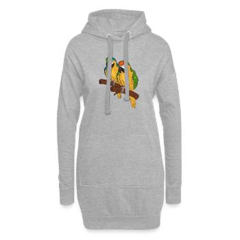 Papageien auf einem Ast - Hoodie-Kleid - Grau meliert - Vorne
