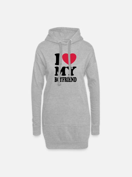 I love my boyfriend - Hoodie Dress - heather grey