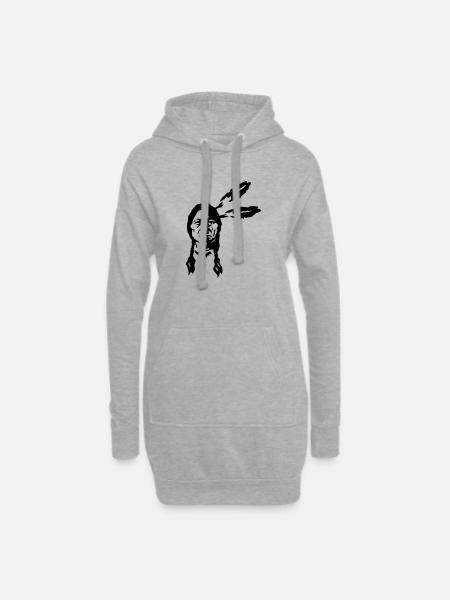 indianer krieger western - Hoodie-Kleid - Grau meliert