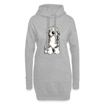 Drôle Bearded Collie - Colley Barbu - Sweat-shirt à capuche long Femme - gris chiné - Devant