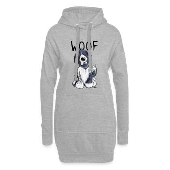 Woof Neufundländer - Neufi - Neufis - Geschenk - Hoodie-Kleid - Grau meliert - Vorne