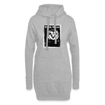 Hibou en métal noir - Sweat-shirt à capuche long Femme - gris chiné - Devant