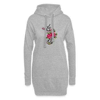 Vogel Tatoo - Hoodie-Kleid - Grau meliert - Vorne