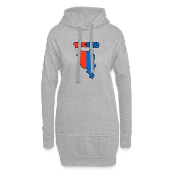 Carte du Tessin Rouge-Bleu - Sweat-shirt à capuche long Femme - gris chiné - Devant