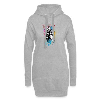 cooles Street Art Motiv Sprayer im Graffiti Stil - Hoodie-Kleid - Grau meliert - Vorne