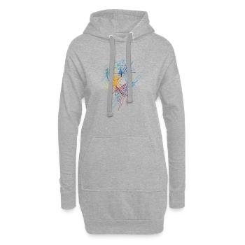 Couleurs Contours Design - Sweat-shirt à capuche long Femme - gris chiné - Devant