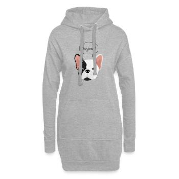 Französische Bulldogge Bonjour - Hoodie-Kleid - Grau meliert - Vorne