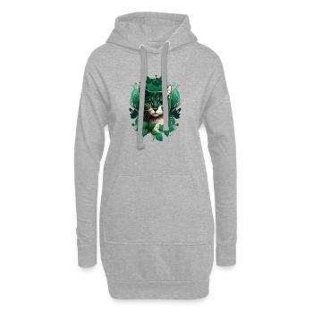 Katze mit Efeu Rahmen - Hoodie-Kleid - Grau meliert - Vorne