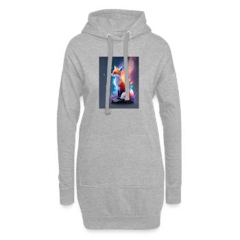 Renard fantastique avec des papillons multicolores - Sweat-shirt à capuche long Femme - gris chiné - Devant