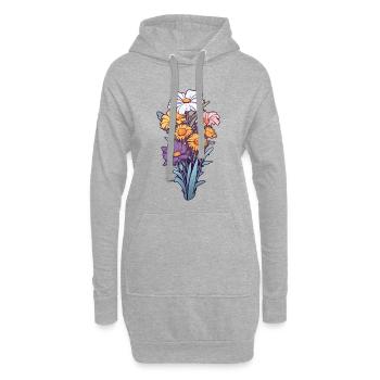 Design floral mignon | Caricature dessinée à la main » - Sweat-shirt à capuche long Femme - gris chiné - Devant