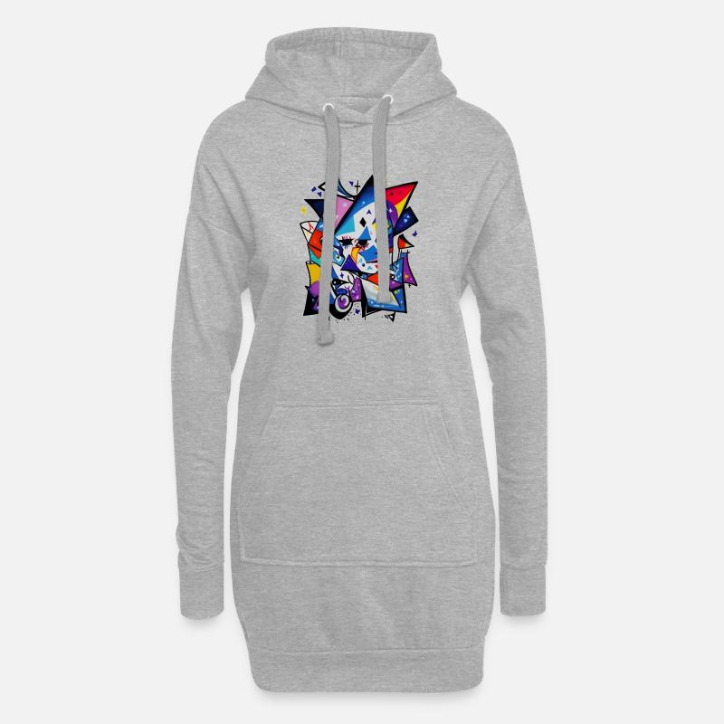 Graffiti - Hoodie-Kleid - Grau meliert