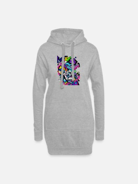 Graffiti - Hoodie Dress - heather grey