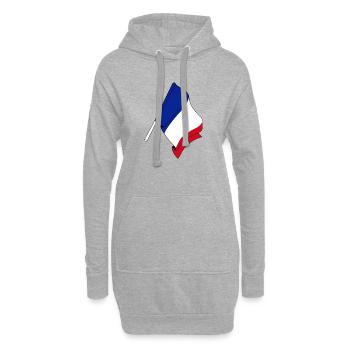 Flagge: Frankreich - Hoodie-Kleid - Grau meliert - Vorne