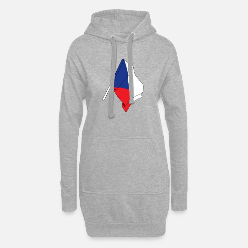 Flagge der Tschechischen Republik - Hoodie-Kleid - Grau meliert