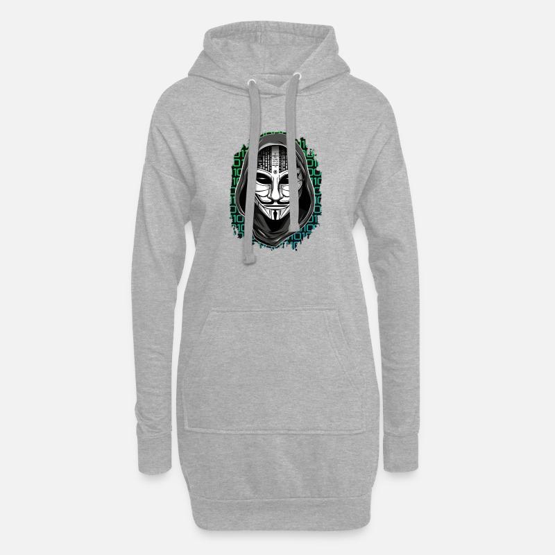 Anonymous Hacker - Hoodie-Kleid - Grau meliert