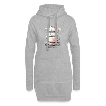 Réveil en chargement, humour de chat ! - Sweat-shirt à capuche long Femme - gris chiné - Devant