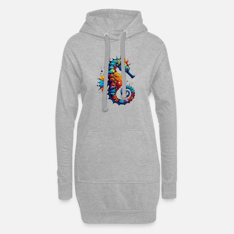 Seepferdchen - Hoodie-Kleid - Grau meliert