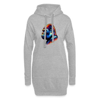 Gorille - Sweat-shirt à capuche long Femme - gris chiné - Devant