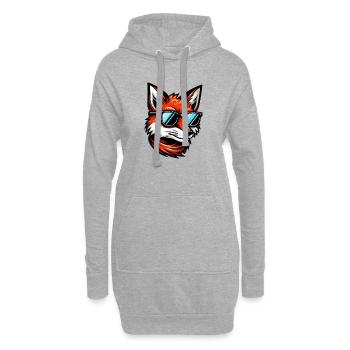 Cooler Fuchs mit Sonnenbrille Cute Cartoon Design - Hoodie-Kleid - Grau meliert - Vorne