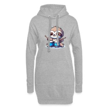 Mignon tambour jouant paresseux - Sweat-shirt à capuche long Femme - gris chiné - Devant