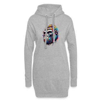 Gorille - Sweat-shirt à capuche long Femme - gris chiné - Devant