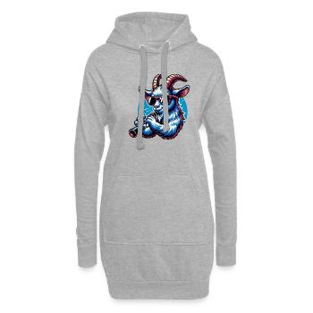 Klarinette spielende Ziege Mit Sonnenbrille - Hoodie-Kleid - Grau meliert - Vorne