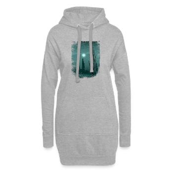 Mond schimmert sich an Bäumen - Hoodie-Kleid - Grau meliert - Vorne