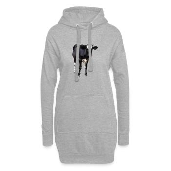 Drôle de vache noir et blanc cadeau fermier - Sweat-shirt à capuche long Femme - gris chiné - Devant