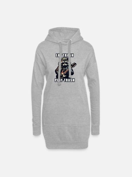 Metalhead Waschbär Gitarre - Hoodie-Kleid - Grau meliert