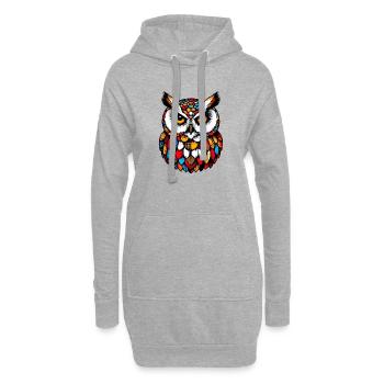 Eule - Hoodie-Kleid - Grau meliert - Vorne